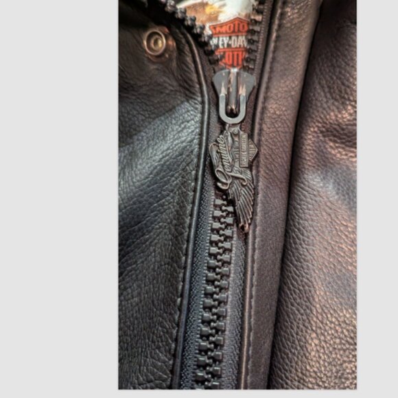 VINTAGE HARLEY DAVIDSON SIZE 46 MEN'S LEATHER MOTORCYCLE JACKET BLACK - Picture 5 of 7